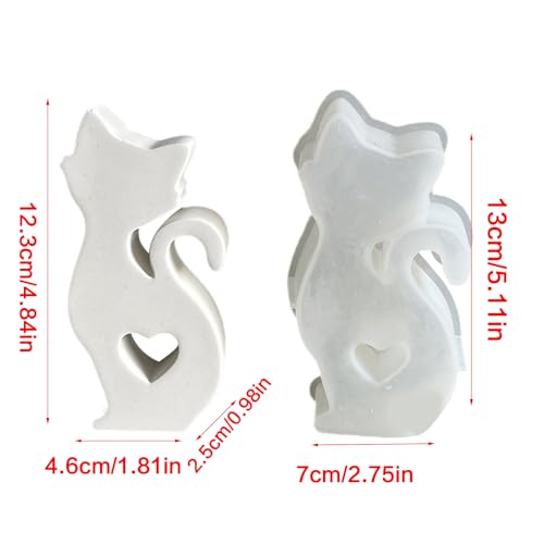 XuQiZZpp Silikonform zum Basteln von ausgehöhlten Herzen, Katzen, Skulptur, Gießharze, Form für Seife, Aromatherapien, Kerzenherstellung