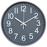 Wall Clock 12" Silent Non-Ticking Modern Wall Clocks Battery Operated for Office, Home, Bathroom, Kitchen, Bedroom, School, Living Room White (Grey clock)