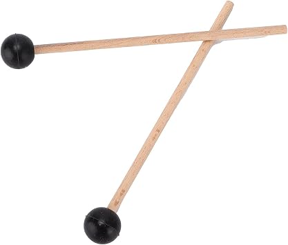 2PCs Ethereal Drumstick Rubber Round Head Drum Sticks 5.7 x 0.7 x 0.2in Maple Wood Handle Drum Stick Mallet Drum Rubber Mallet Percussion Instrument Hammer Accessories