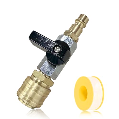 Druckluftkupplung Druckluft Kupplung Druckluftverteiler Druckluft Kupplungen Druckluft Adapter 1/4 Zoll Messing Wasser Absperrhahn Schalter Ventil mit Dichtungsband für Industrie Werkstatt Auto DIY