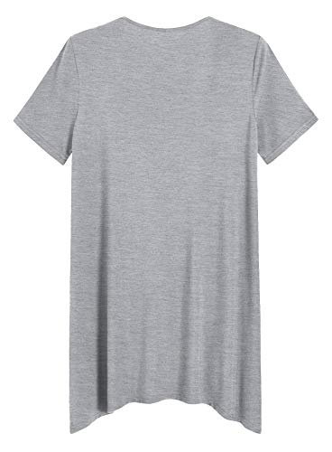Latuza Women's Bamboo Viscose Loungewear Short Sleeves Tunic T-Shirt L Lightgray #TOP1