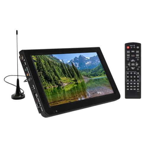 Téléviseur Portable 10 Pouces 16:9 TFT LED 1080P Mini Téléviseur Portable Rechargeable avec Réception Forte, Support Pliable, Télévision Numérique de...