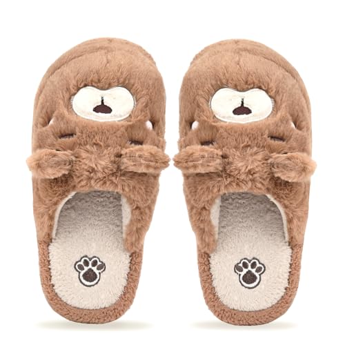 Bear Slippers Animal Cotton Slippers for Women Men, Memory Foam House Slippers Cute cartoon Pretty Warm Fluffy Slippers for Indoor Outdoor-Non Slip2