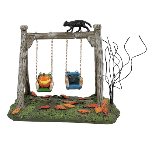 Department 56 Village Collection Accessories Halloween Got a Push Spooky Swingset Figurine 4.25 Inch Multicolor