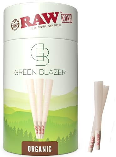 RAW Cones Organic 1-1/4 Size: 150 Pack - Patented Slow Burning Pre Rolled Rolling Papers with Tips Organic Raw Paper 84mm