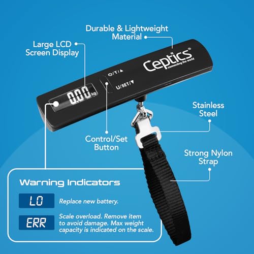 Ceptics weight machine for luggage weighing scale, luggage weighing scale capable capacity up to 50 Kg, weighing machine for luggage with LCD display luggage scale for bags, home, shop - BLACK - Image 5
