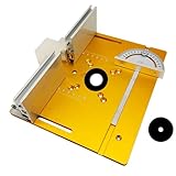 Aluminum Router Table Insert Plate with Miter Gauge Guide Fence Sliding Brackets, 9.45x7.87x0.2 Inch Router Flip Plate for Woodworking Benches Table Saw Trimming Engraving Machine