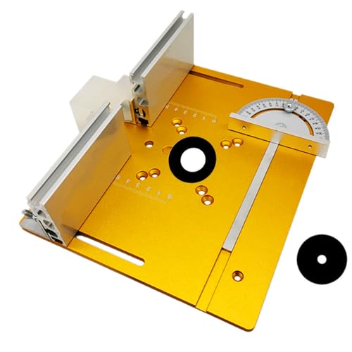 Aluminum Router Table Insert Plate with Miter Gauge Guide Fence Sliding Brackets, 9.45x7.87x0.2 Inch Router Flip Plate for Woodworking Benches Table Saw Trimming Engraving Machine