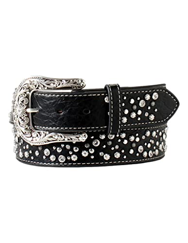 Ariat Western Belt Womens Rhinestones Nailheads Wide L Black A1570201 #TOP6