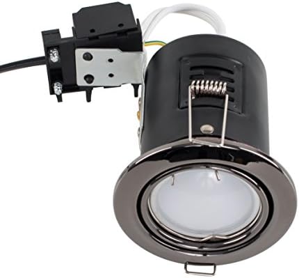 MiniSun Pack of 6 Fire Rated Black Chrome Tiltable GU10 Recessed Ceiling Downlights
