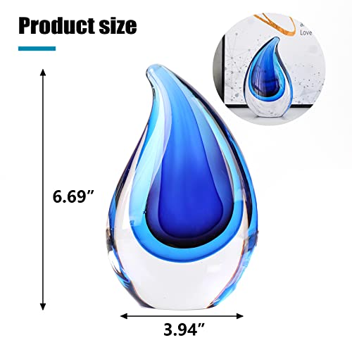 Yao Yuan Hand-Blown Glass Sculpture Glass Decor Murano-Style Glass Statue And Figurine Wonderful Gift, Blue #TOP1