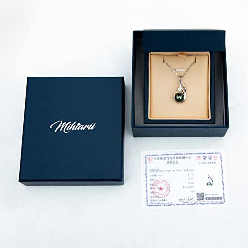 Tahitian Black Pearl Necklace 18K White Gold Plated Sterling Silver Moissanite Pendant 10Mm Tahiti Natural South Sea Cultured Pearl Necklaces For Mom Her Women Mothers Day Gifts #TOP5