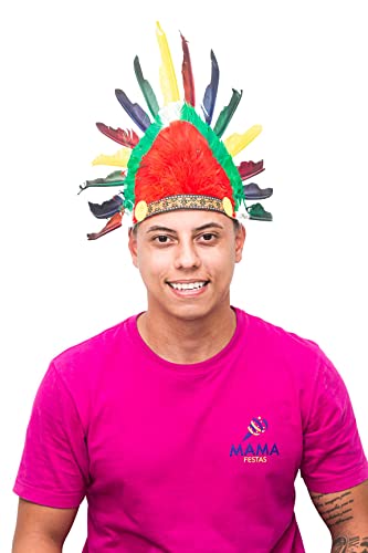 Cocar de Indio Colorido Com Ajuste