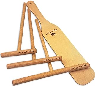 Wooden Crepe Spreader and Spatula Set - 4 Piece (7", 5", 3.5" Spreaders and 12" Wood Spatula Turner) Convenient Sizes to Fit Any Crepe Pan Maker - 100% Natural & Premium Quality Wood Spreader Tool
