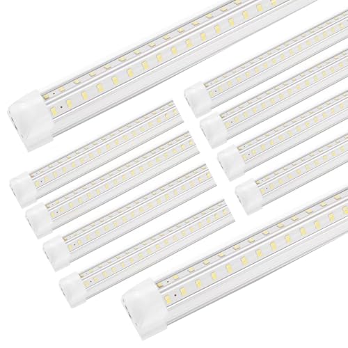 XLNYUUI Led Shop Lights,4FT LED Light 50W 6500K 7000LM Led Daylight,Garage Light Linkable Clear Cover Integrated V-Shape for Garage Warehouse Workbench Workshop(10-Pack)