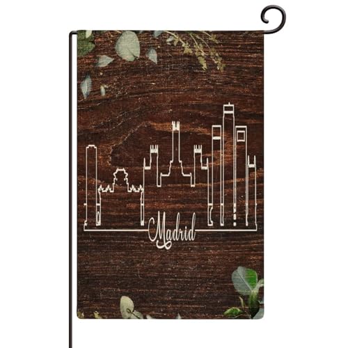 Spain Madrid Garden Flag 12x18 Inch Vertical Double Sided Modern Gentle City Country Fine Art Yard Flags State Pride Patriotic Welcome House Flag Outside Yard Party Decoration