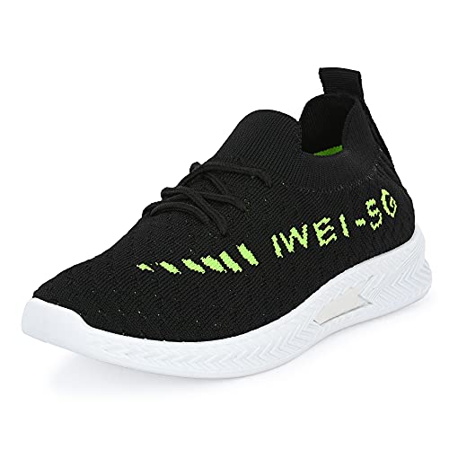 Klepe Kids Black/Green Running Shoes 38St-K-7030, 6 Uk