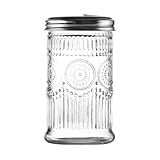 Wongblee Glass Sugar Shaker Dispenser 12oz, Stainless Steel Flip Top Lid for Easy Pouring, Sugar Pourer for Sugar, Powdered Sugar, Parmesan, Cinnamon, & Spices (Sunflower)