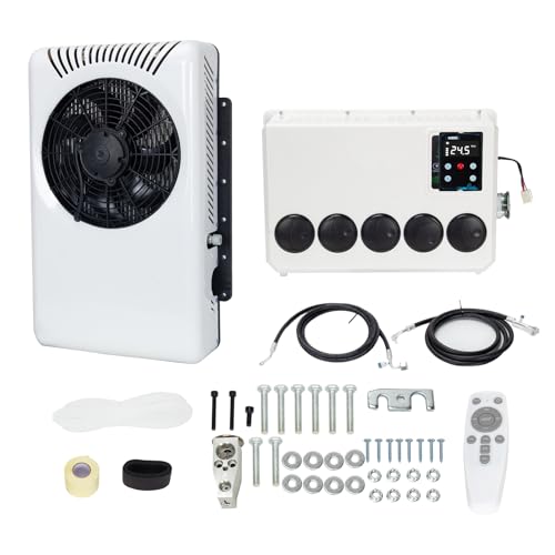 DC 12V RV Air Conditioner, 12000 BTU Truck Camper Rooftop AC Unit, Fast Cooling, Universal Electric Automotive AC for Motorhome, Van, Tractor, Bus, White