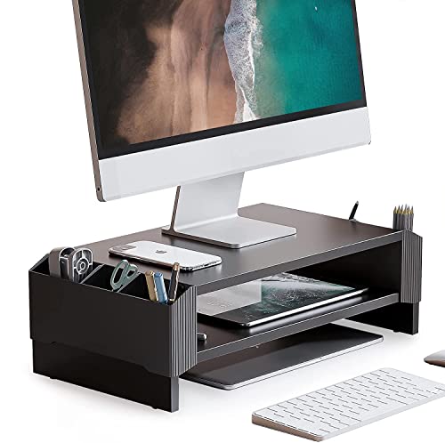 FITUEYES Soporte Monitor Elevador Monitor de Madera con Cajón...