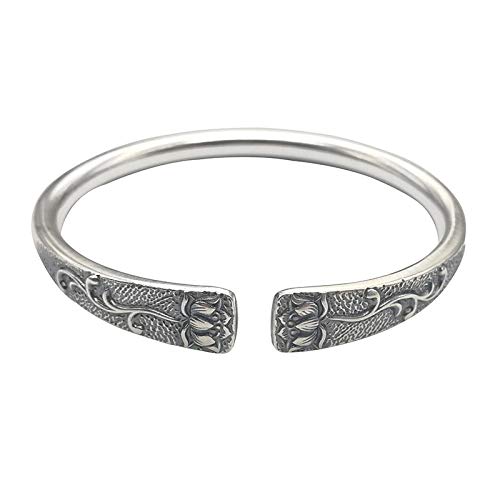 Bracelet en argent S925 style vintage avec sculpture créative et ouverture réglable pour femme