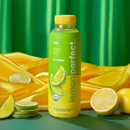 Lemon Perfect Lime, Flavored Lemon Water, Organic, Zero Sugar, Healthy Hydration Drinks, 15.2 fl oz Bottles (12-Pack)