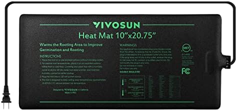 VIVOSUN Durable Waterproof Seedling Heat Mat Warm Hydroponic Heating Pad 10" x 20.75" MET Standard
