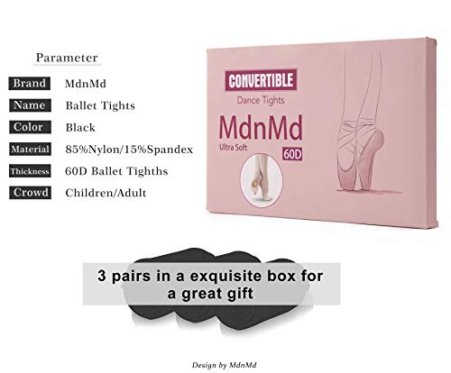 Image of MdnMd Girls' Women's Ballet Tights Ultra Soft Convertible Dance Leggings Transition Tights for Toddler Kids Adult