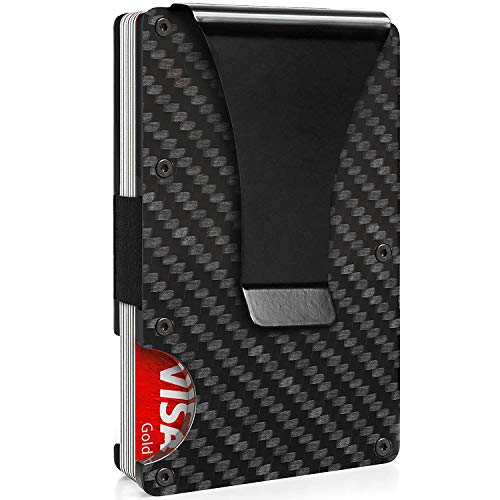 Mini-Kreditkartenhalter, Karbonfaser, RFID-blockierend, schlanke Brieftasche und clip, Fronttasche fr Herren - minimalistisches, futuristisches Design Cover