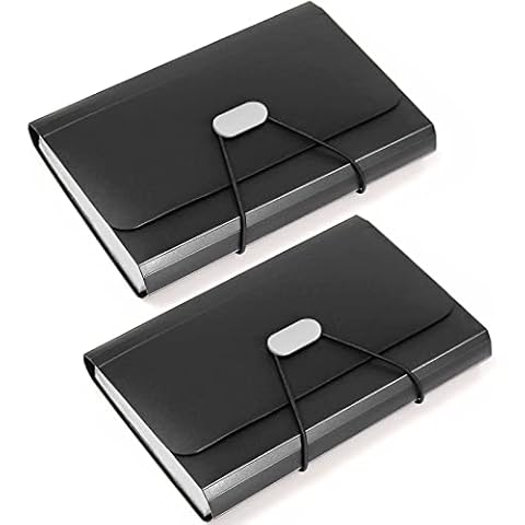 13 Pockets Accordian File Organiser, 2 PCS - 7x4.7 Inches, A6 Plastic Wallet for Cards,Coupons,Receipt,Tax Item, Mini Ticket Expanding Folders, Expandable Portable Folder Cover