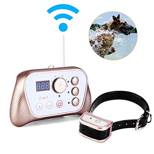 JUSTPET Wireless Fence Dog Containment Training 2 in 1 System, Stable Signal Electric Wireless Pet Fence, Beep Vibrate Shock Rechargeable Waterproof Collar
