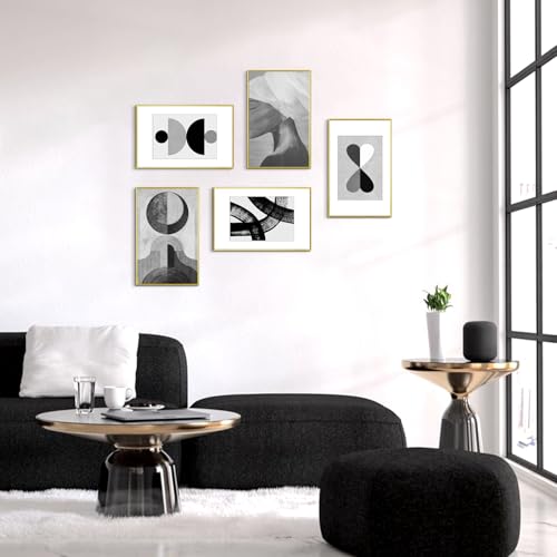Image of Homso 11 x 17 Frame, Metal Thin Board 11x17 Picture Frame Gold with Acrylic Plexiglass for Pictures A4 with Mat or 11x17 without Mat for Horizontal and Vertical