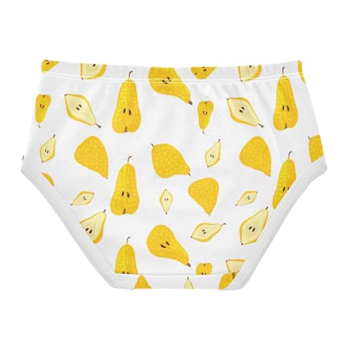 Yellow Pears White Panties Little Girl Toddler Girls Underwear Cotton Durable Underpants Briefs 2t2