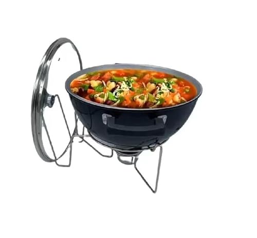 Rechaud Preto 5L Em Aluminio Com Suporte Para Tampa de Vidro Le Requena