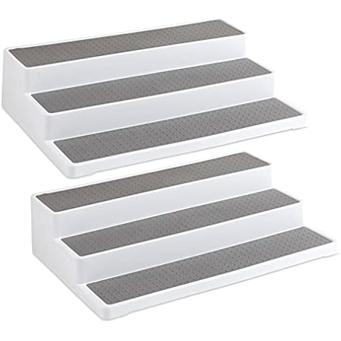 Homeries Spice Rack organizer 3-Tier Non-Skid for Pantry Cabinet or Countertop, Waterproof, For Spice Bottles, Jars, Seasonings, Baking Supplies (2 Pack) Cover