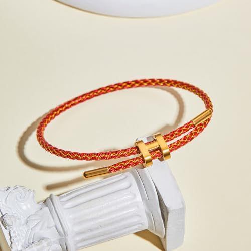 Image of AIMADE Bracelets for Women Adjustable Charm Bracelet, 18k Gold-plated Buckle Design Titanium Steel Wire Rope Women's Gift Jewelry