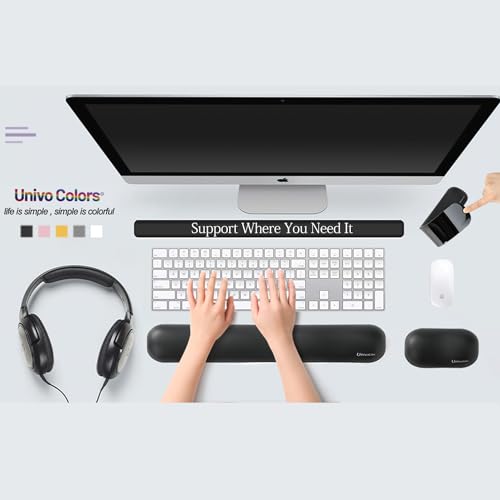 Image of UnivoColors Design-Wave Keyboard Wrist Rest, Artificial Sheepskin+Memory Foam+Ergonomic+Anti-Slip Gel, Resilience Support During Work and Gaming,Keyboard Accessory,Pink