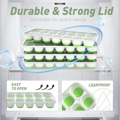 Image of ChefAide Ice Cube Tray with Lid and Bin,3 Pack Ice Cube Trays for Freezer