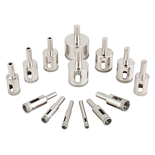 Diamond Drill Bits, Genround 15 PCS Hollow Core Drill Bit Set for Ceramic, Glass, Porcelain Tile Diamond Hole Saw Tile Set Glass Drill Bit, 1/4 to 2 Inch