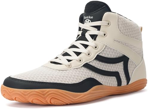 Sisttke Mens Wrestling Shoes Boxing Shoe,Beige,9.5 Wide