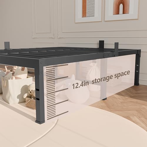 Image of FUIOBYVV Full Size Bed Frame, 14 Inch Heavy Duty Metal Platform Bed Frame Full Support Up to 3500 lbs, No Box Spring Needed,Headboard Holes,Steel Slat Support,Noise Free,Easy Assembly