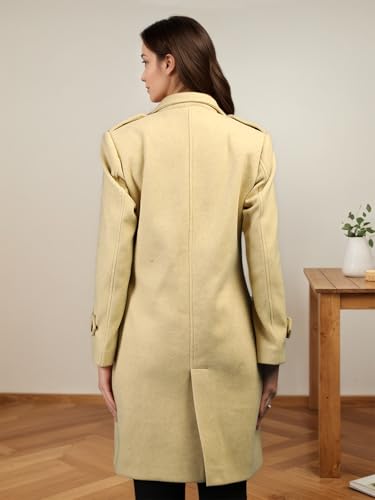 Image of CHKOKKO Women Classic Long Winter Coat Double Breasted | Knee Length Design with a Sophisticated Spread Collar and Convenient Front Pockets for All Occasions