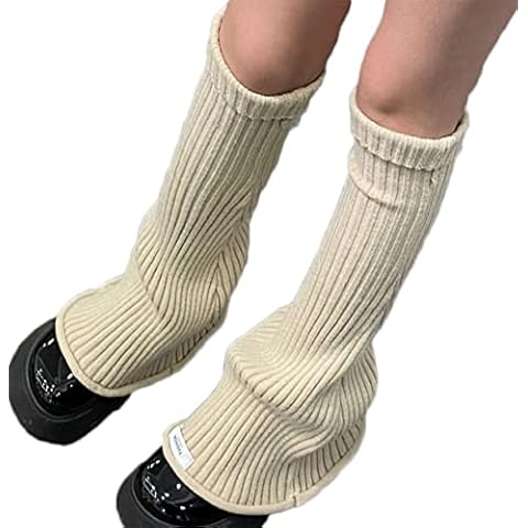 Women Crochet Knit Leg Warmers Harajuku Kawaii High Heels Boot Sleeves Winter Warm Boot Cuffs Cover (Beige Flare , One Size ) Cover