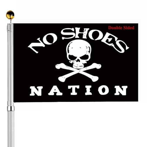 No Shoes Nation Pirate Flag 3x5 Outdoor Double Sided- No Shoes Flags 3 Ply Heavy Duty Fade Resistant for Outside Boat