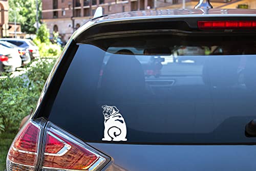 Image of WIRESTER 6 inch Clear Vinyl Decal Sticker Decoration for Car Window (Or Any Flat Surface) - Pug Looking Back