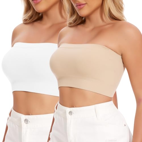 Image of JOYSHAPER Strapless Bras for Women Seamless Padded Bandeau Bra Wireless Tube Top Bralette Comfort Tube Bra