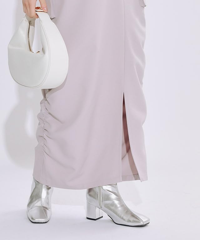 ピエロ] サイドギャザー カーゴ スカート ス Iラインシルエット