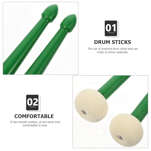 Baquetas dobles profesionales para batería color verde oscuro miniatura 5