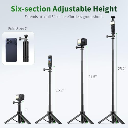 JOILCAN 25.2" Mini Selfie Stick Tripod, Portable Handle Grip Tripod - image 2