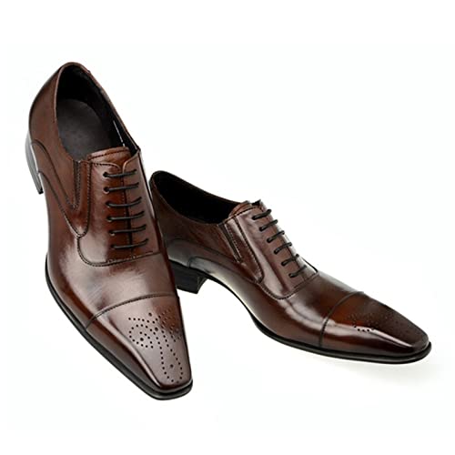 Zapatos de vestir cómodos para hombre, calzado de caballero en cuero clásico negro y rojo